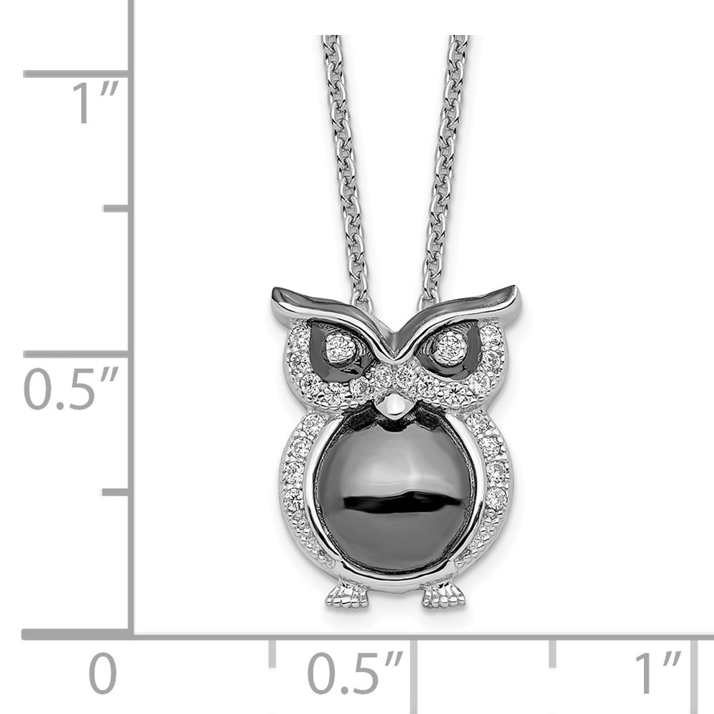 925 Sterling Silver 18 inch Micro Pav‚ CZ Owl Necklace with 2 Inch Extender_4